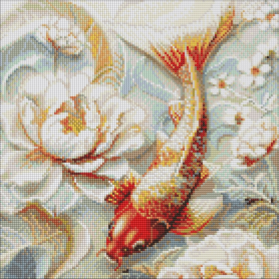 Алмазная мозаика "Кои в цветах" ©art_selena_ua AMO20240, 40х40 см