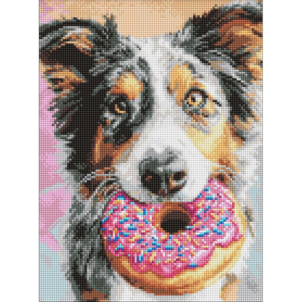 Алмазна мозаїка "Пес і пончик" ©art_selena_ua AMO20439, 30х40 см