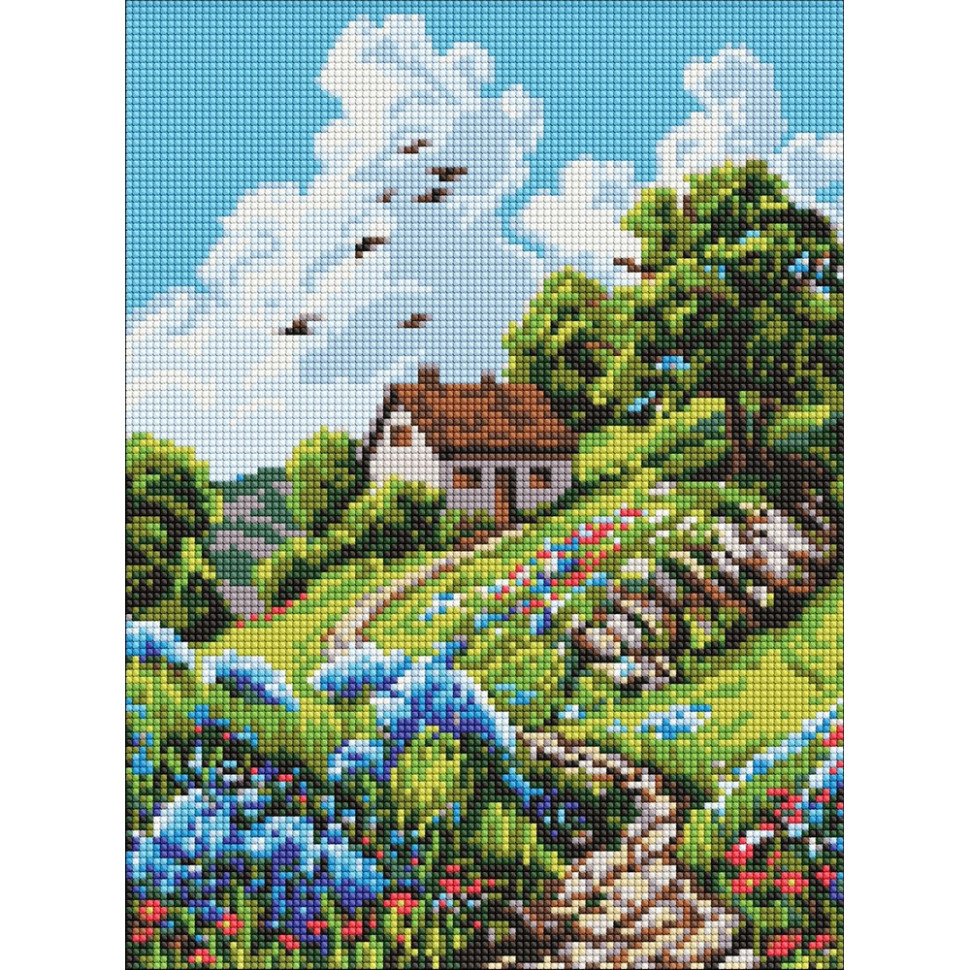 Алмазна мозаїка "Уютний будиночок на пагорбі" ©art_selena_ua AMO20444, 30х40 см