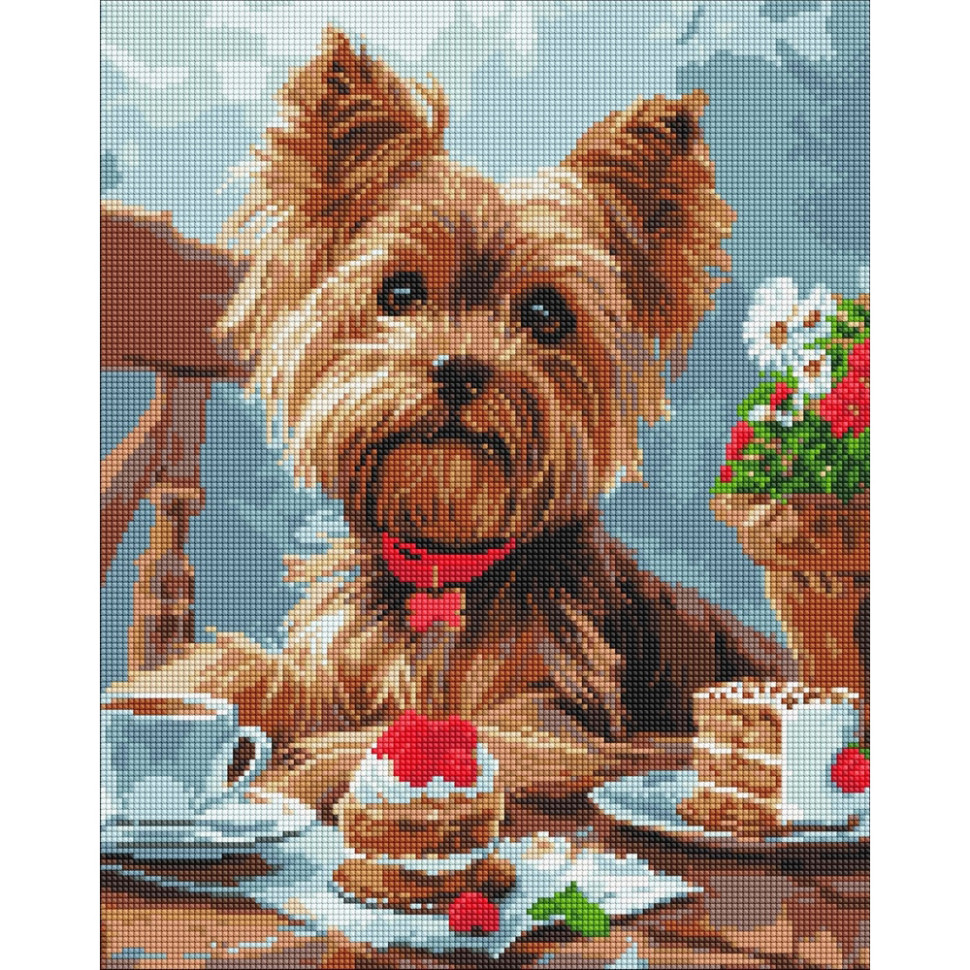 Diamond mosaic "Yorkie Tea Party" ©art_selena_ua AMO8042, 40x50 cm