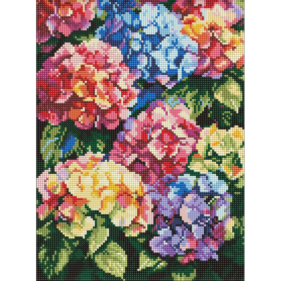 Алмазна мозаїка «Кольорові гортензії» ©art_selena_ua AMO8154, 30x40 см