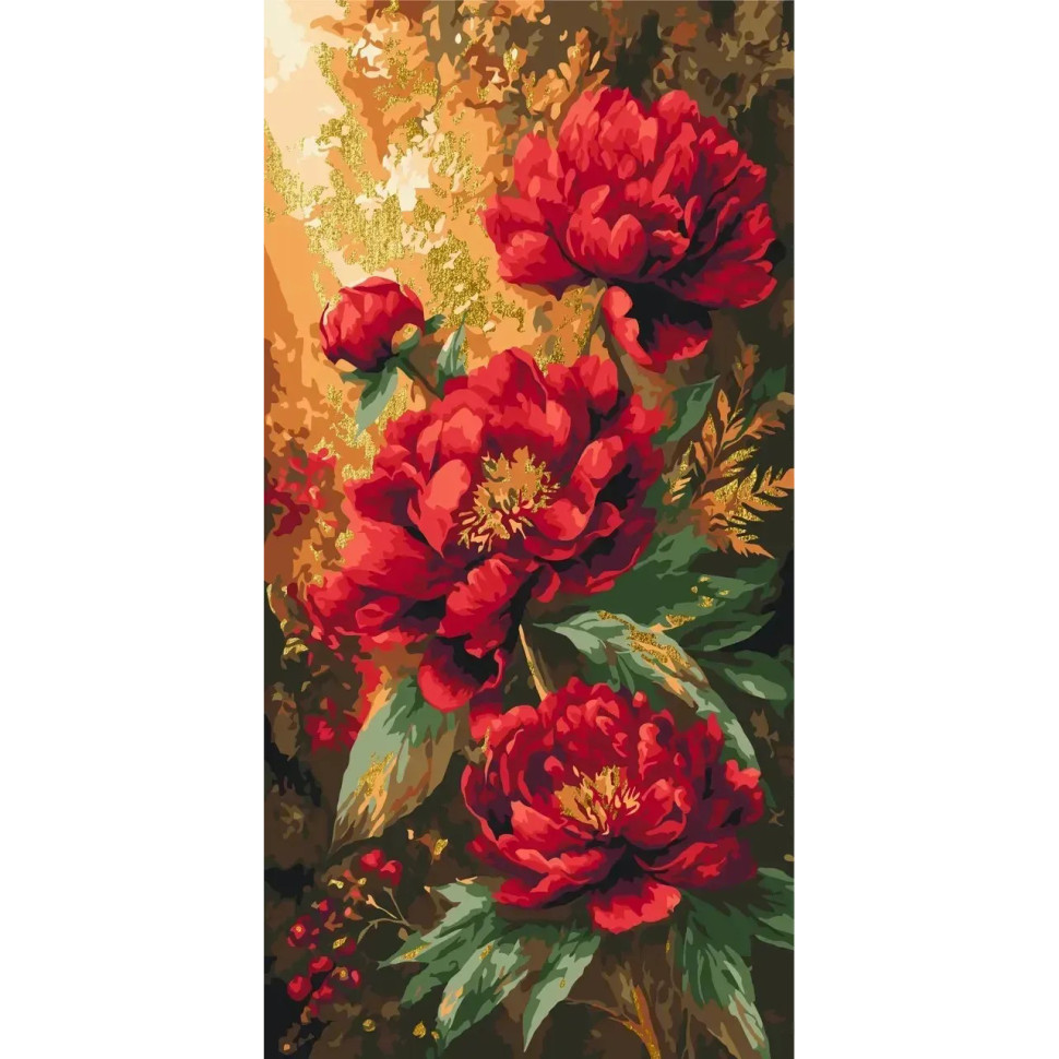 Paint by Numbers "Bright Peonies" LW5224 with Metallic Paints 40x80 cm