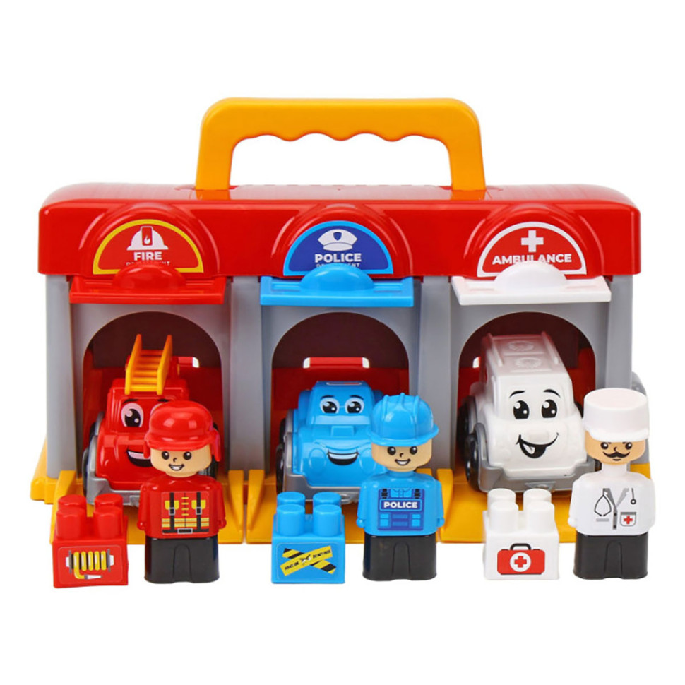 Playset "Garage Emergency Heroes" 3403TXK with figurines, 3 cars