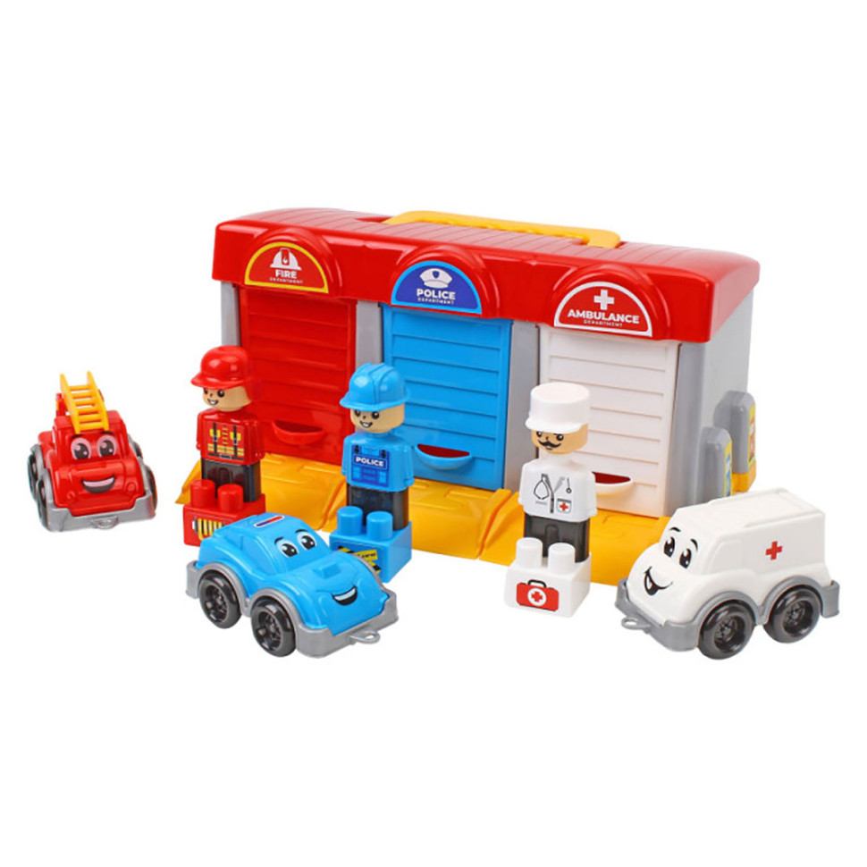 Playset "Garage Emergency Heroes" 3403TXK with figurines, 3 cars