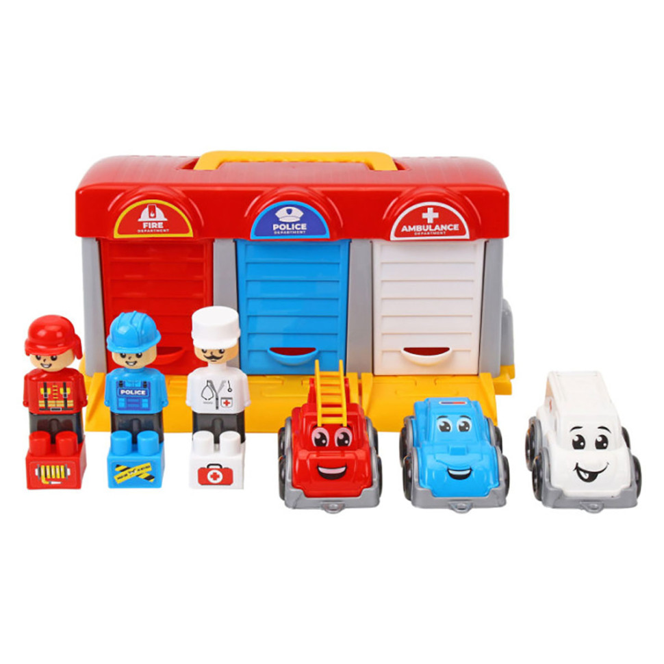 Playset "Garage Emergency Heroes" 3403TXK with figurines, 3 cars