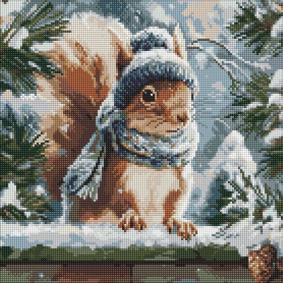 Алмазна мозаїка «Зимова білка» AMO20019, 40x40 см