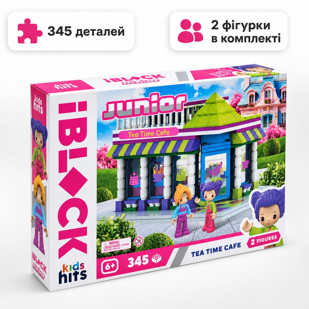 Конструктор IBLOCK «Чайне кафе» KH08/013/3, 345 деталей і 2 фігурки для дівчаток