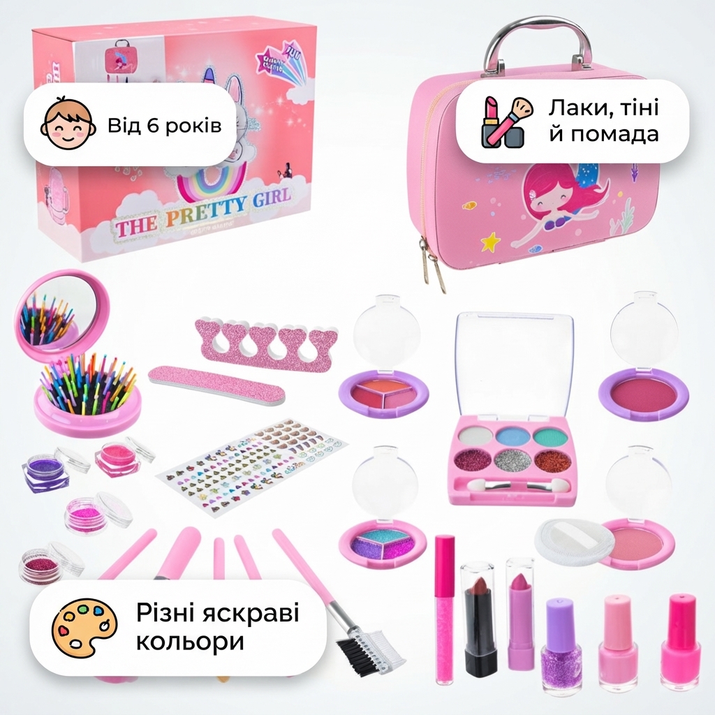 Набір дитячої косметики Bambi «The Pretty girl» 2605B-JY2405: лаки, тіні та помада