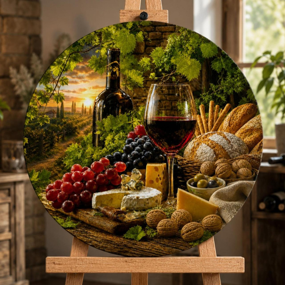 Картина по номерам "Вкусы средиземноморского лета" OR2015 диаметр 50 см