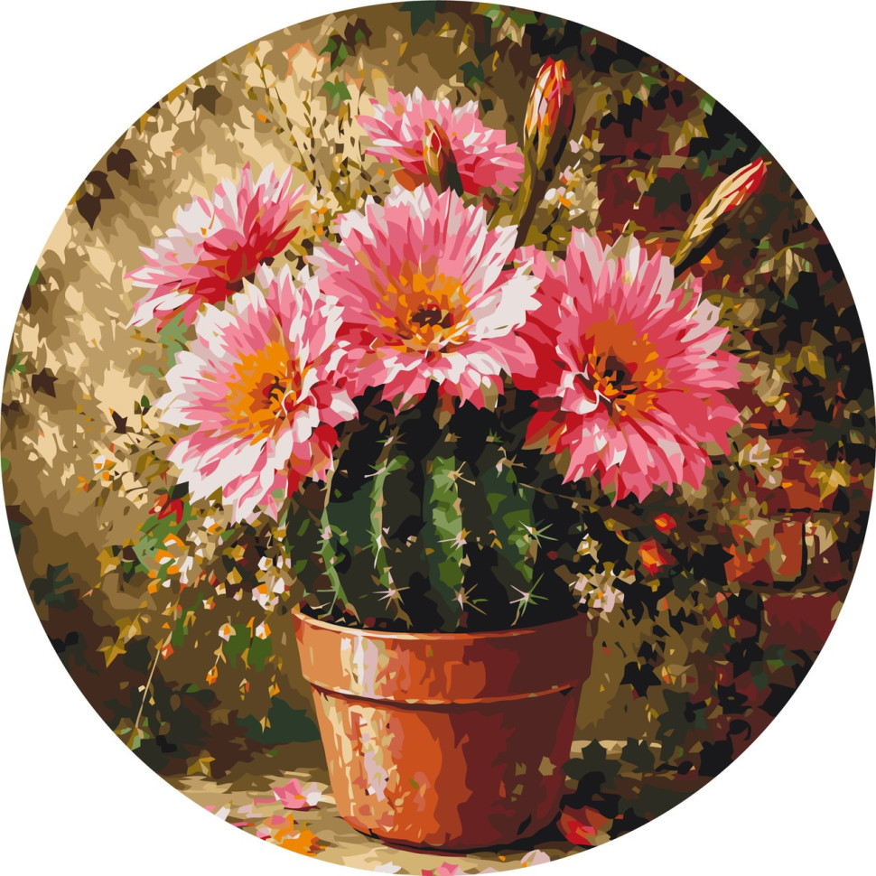 Картина за номерами «Cactus Echinopsis» OR2028, діаметр 45 см