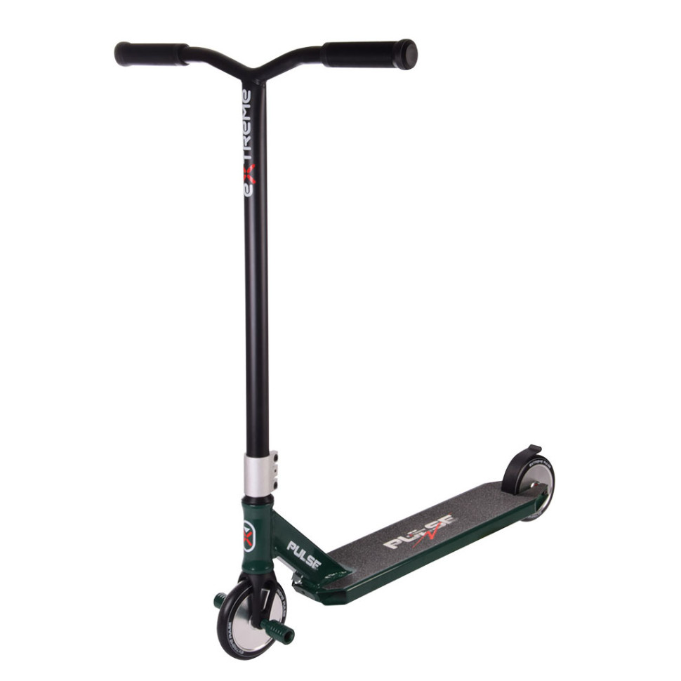 Самокат трюковый 2-х колёсный TR21008 (RL7T) Extreme Motion PULSE, PU 120 мм, цельный алюминий Зеленый