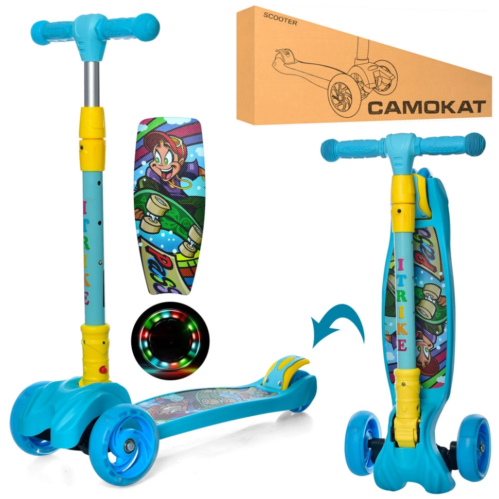 Самокат детский MAXI iTrike JR3-060-11-BL складной