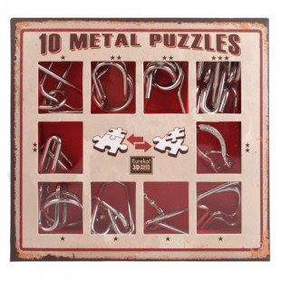 Набор головоломок 10 Metall Puzzles red Eureka 3D Puzzle 473358, 10 головоломок