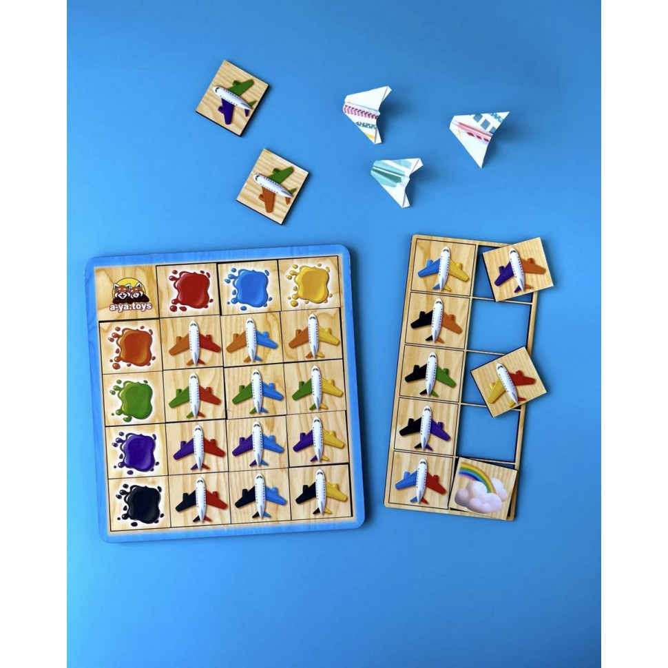 Wooden Puzzle Sorter "Airplanes" Ubumblebees (PSF105) PSF105