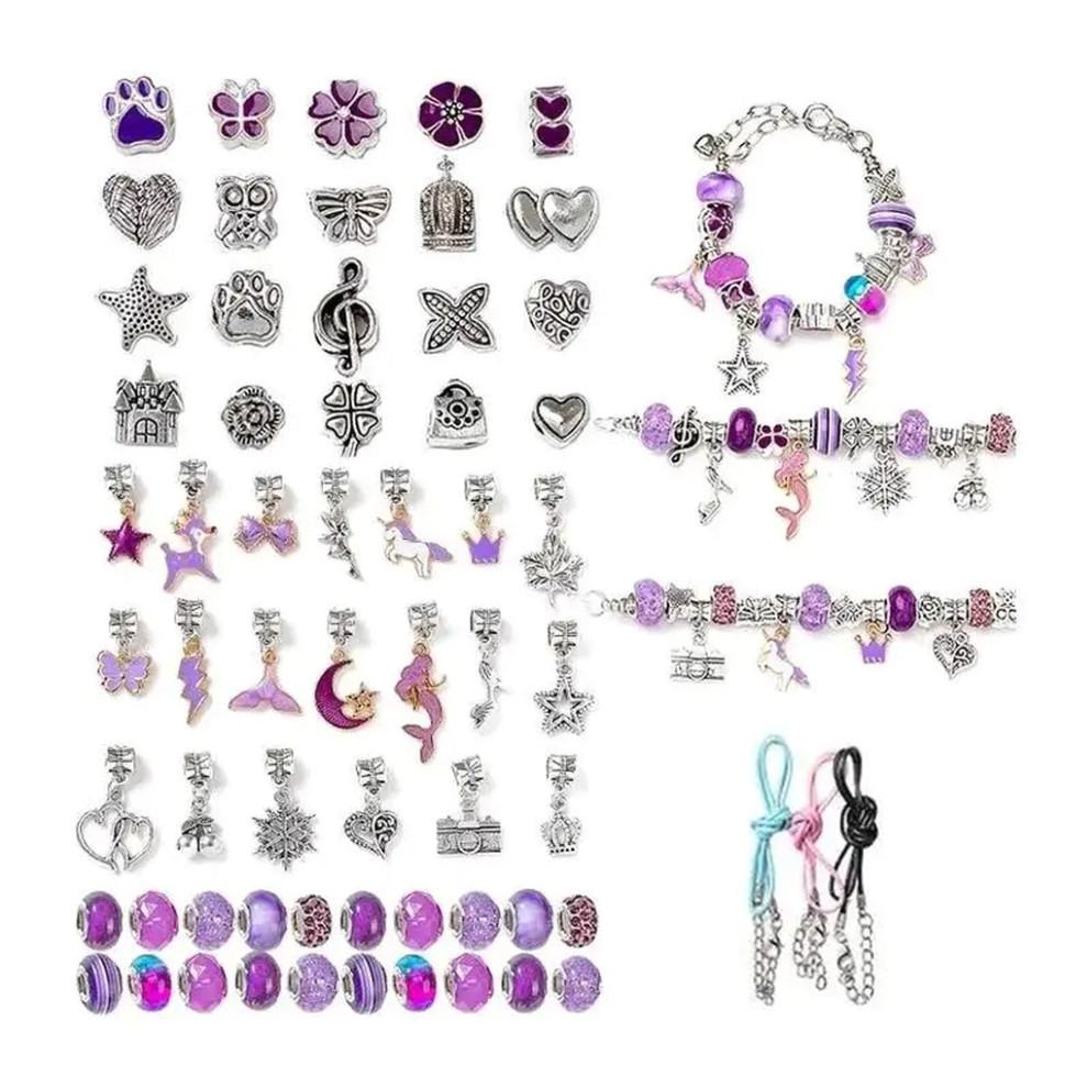 Набор для создания браслетов и подвесок B4343(Purple) с шармами