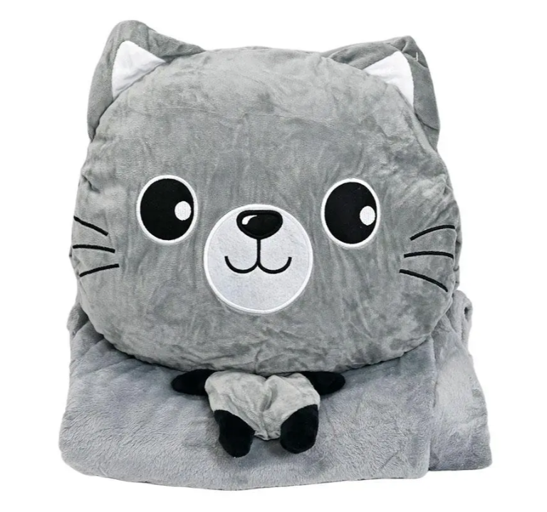 Детская мягкая игрушка "Кошечка" L1128(Grey) игрушка с пледом, размер 40 см