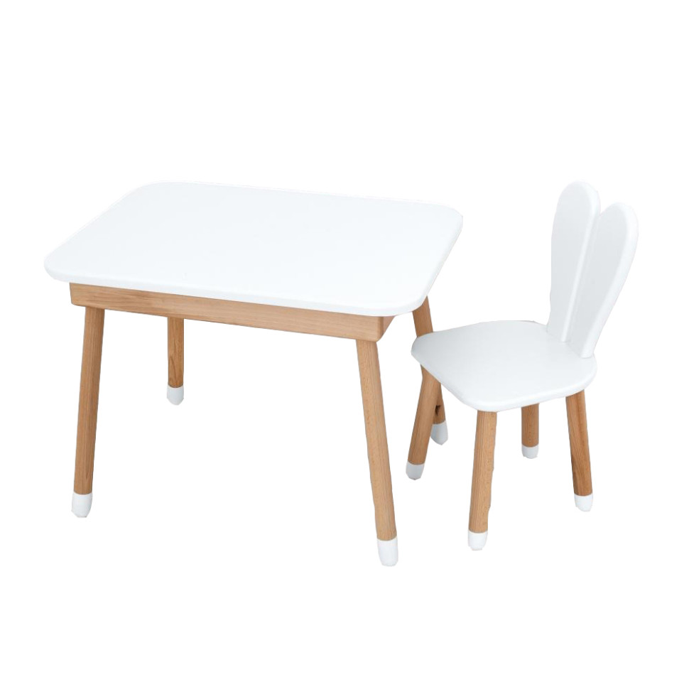 Столик со стульчиком Babmi 04-027W-TABLE зайчик, белый