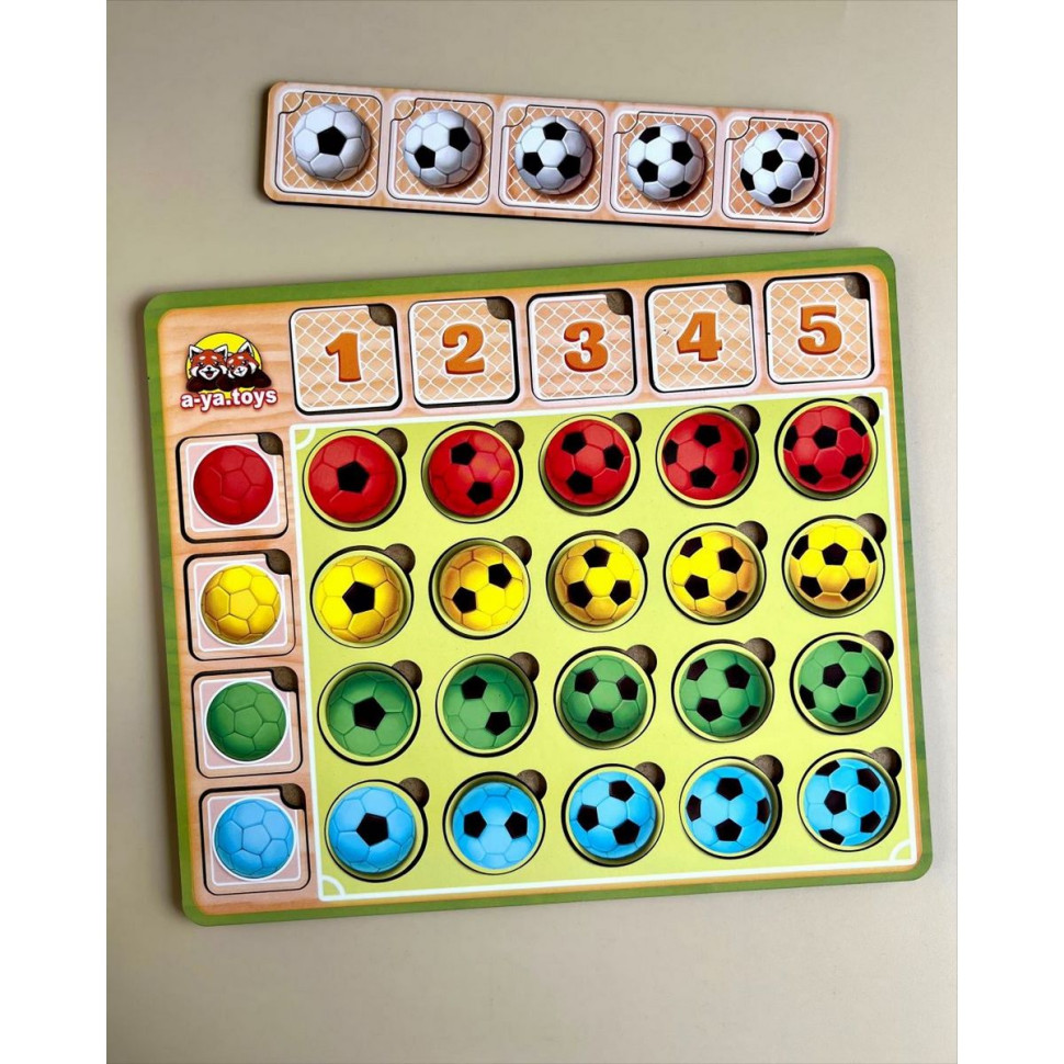 Wooden Puzzle Sorter "Soccer Balls" Ubumblebees (PSF107) PSF107