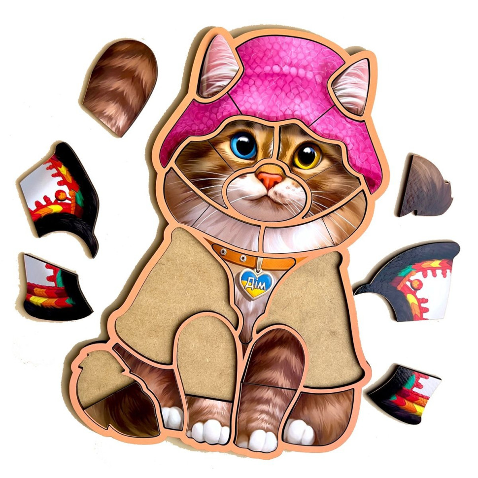 Wooden outline puzzle "Ukrainian cat" Ubumblebees (PSF136) PSF136
