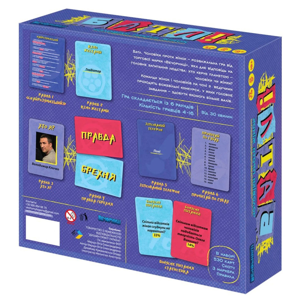 Board game for the company "Battle! Men vs. Women" 0096-VCHR Ukr