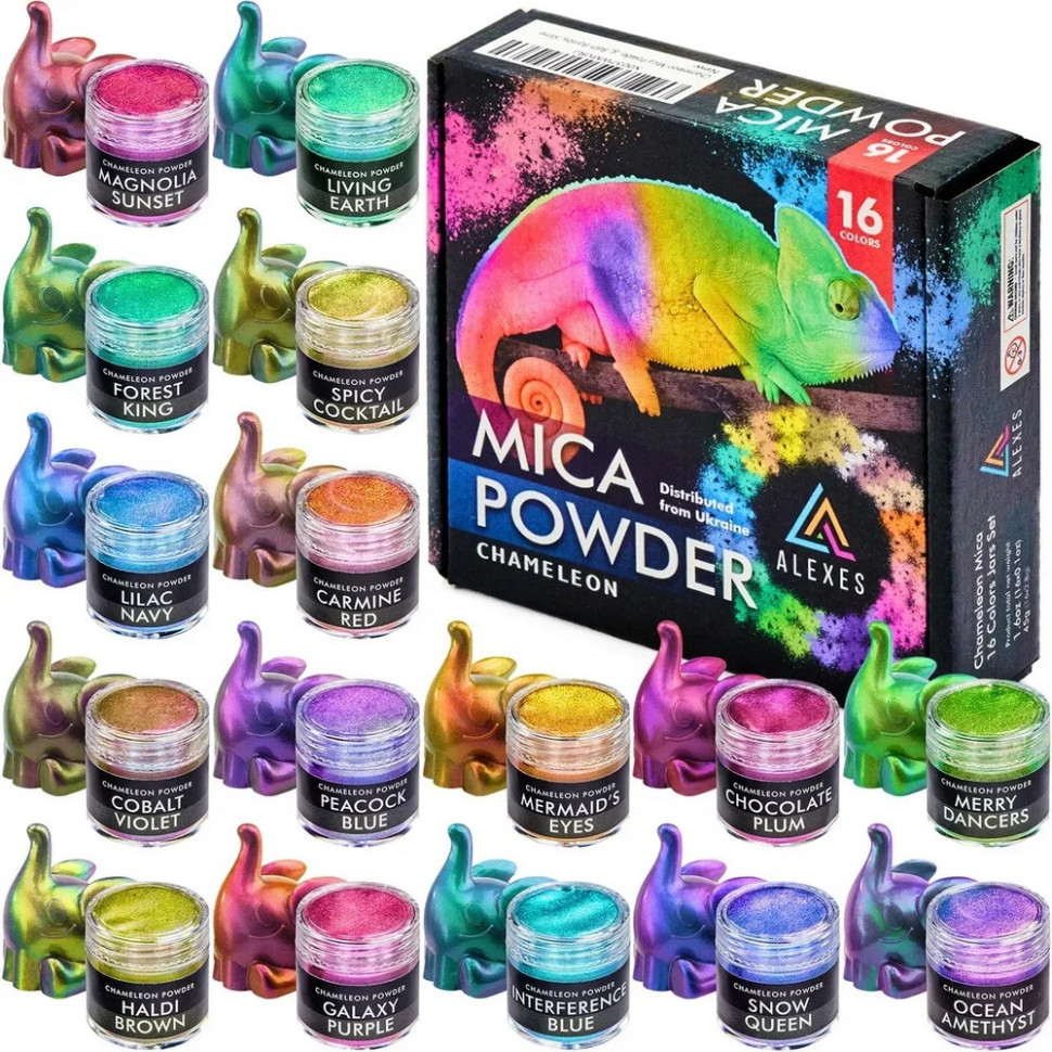 Chameleon Pearlescent Pigment Chameleon Mica Powder HM-001, 16 кольорів