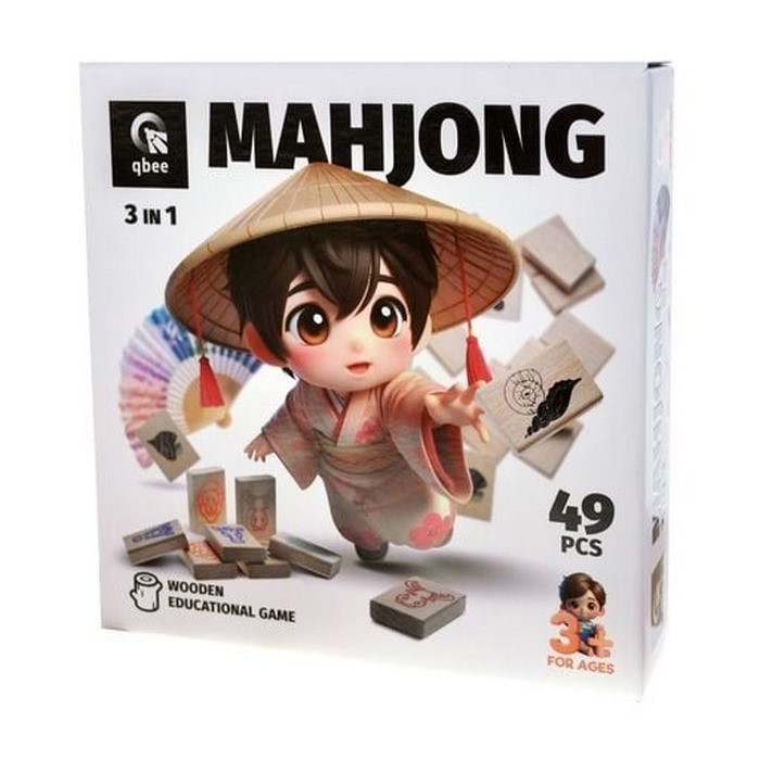 Wooden Kids Mahjong Game QB700-007, 49 Pieces