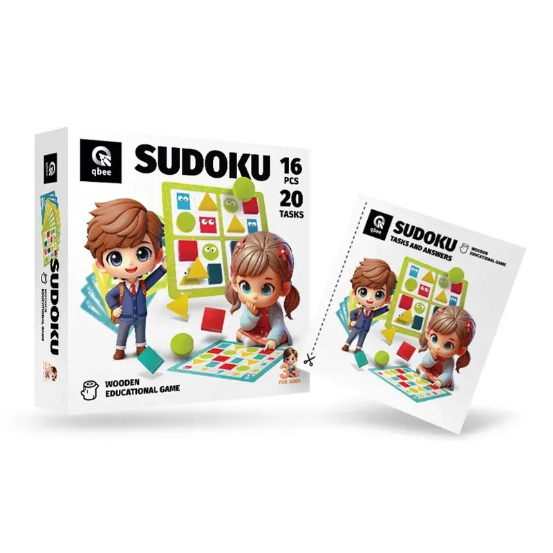 Wooden Children's Logic Game "Sudoku Geometrical" QB800-001, 16 elements