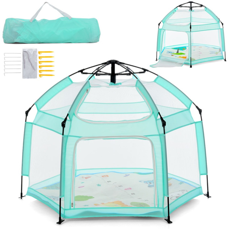 Children's playpen MR 1512 Dusty Green 146×127×110 cm