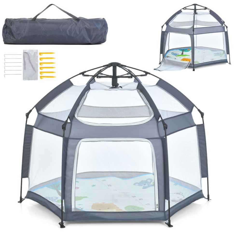 Children's playpen MR 1512 Silver Mist 146×127×110 cm