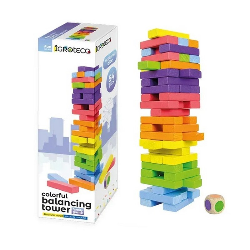 Board game "Jenga Balancer Tower" 900781 with a dice