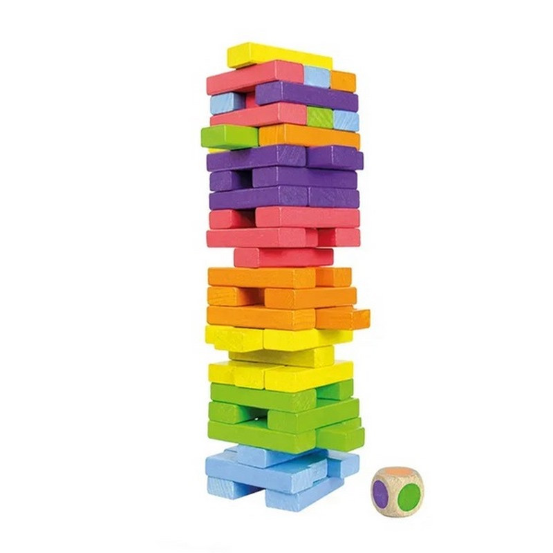 Board game "Jenga Balancer Tower" 900781 with a dice