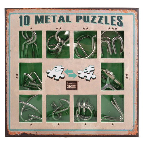 Набор головоломок Metall Puzzles green Eureka 3D Puzzle 473357, 10 головоломок