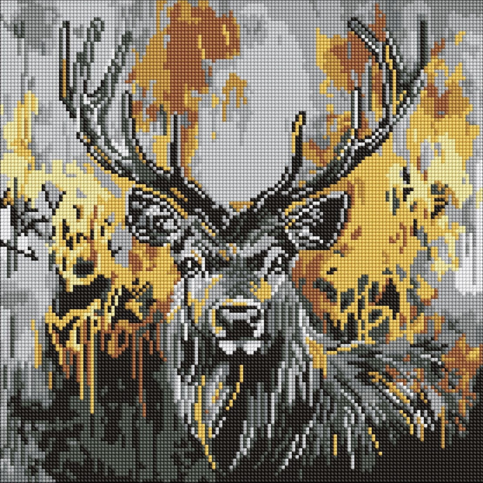 Diamond mosaic "Golden Deer" ©art_selena_ua AMO8257, 40x40 cm