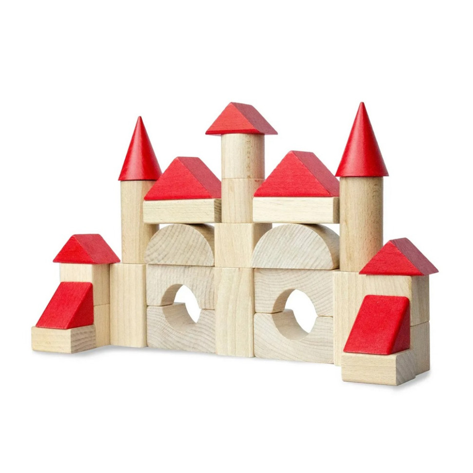 Wooden construction set "Red Stakes" 900743, 31 pieces