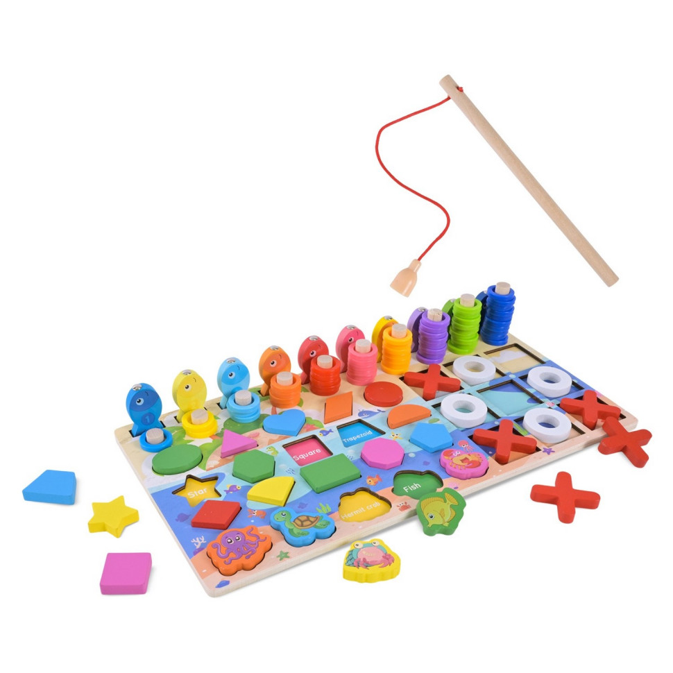 Wooden toy center development C9426 inserts, pyramids, fishing Wooden toy center development C9426 inserts, pyramids, fishing