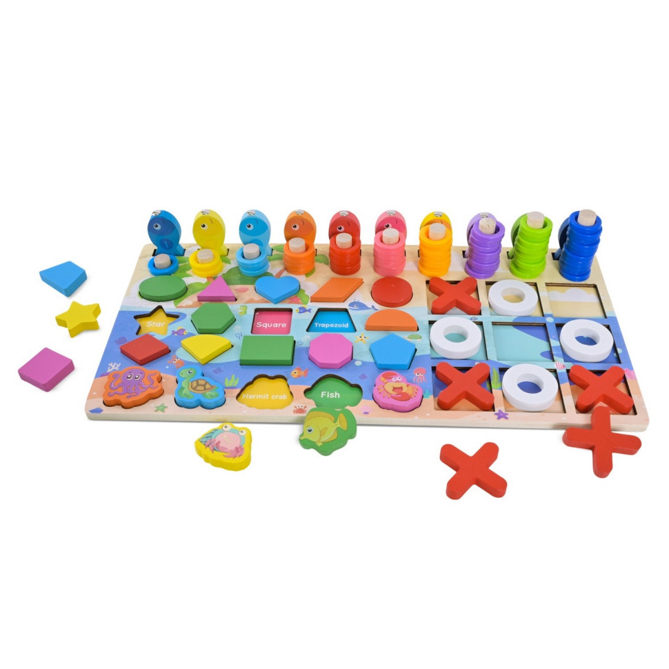 Wooden toy center development C9426 inserts, pyramids, fishing Wooden toy center development C9426 inserts, pyramids, fishing