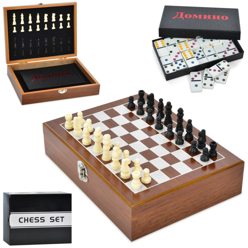 Set of board games 2 in 1 XQ12095 chess, dominoes