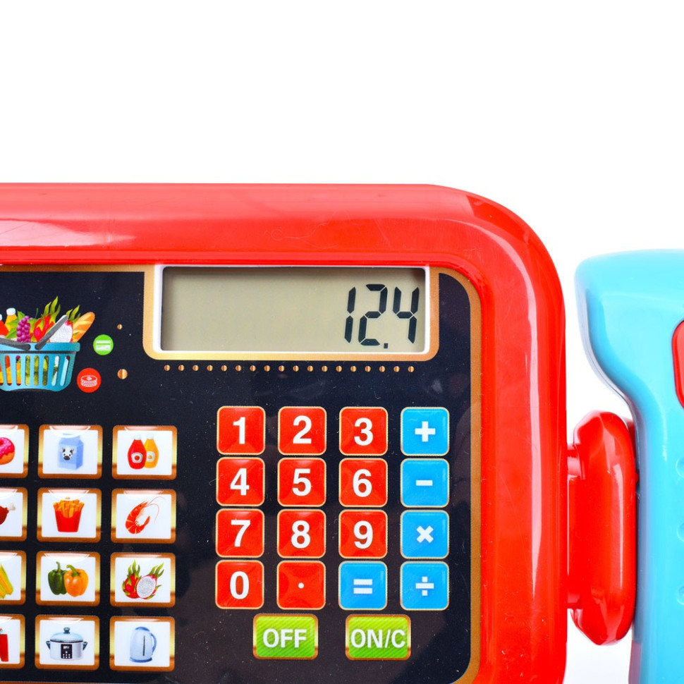 Kids' toy cash register 6178F calculator, scanner, sound, light, basket Kids' toy cash register 6178F calculator, scanner, sound, light, basket