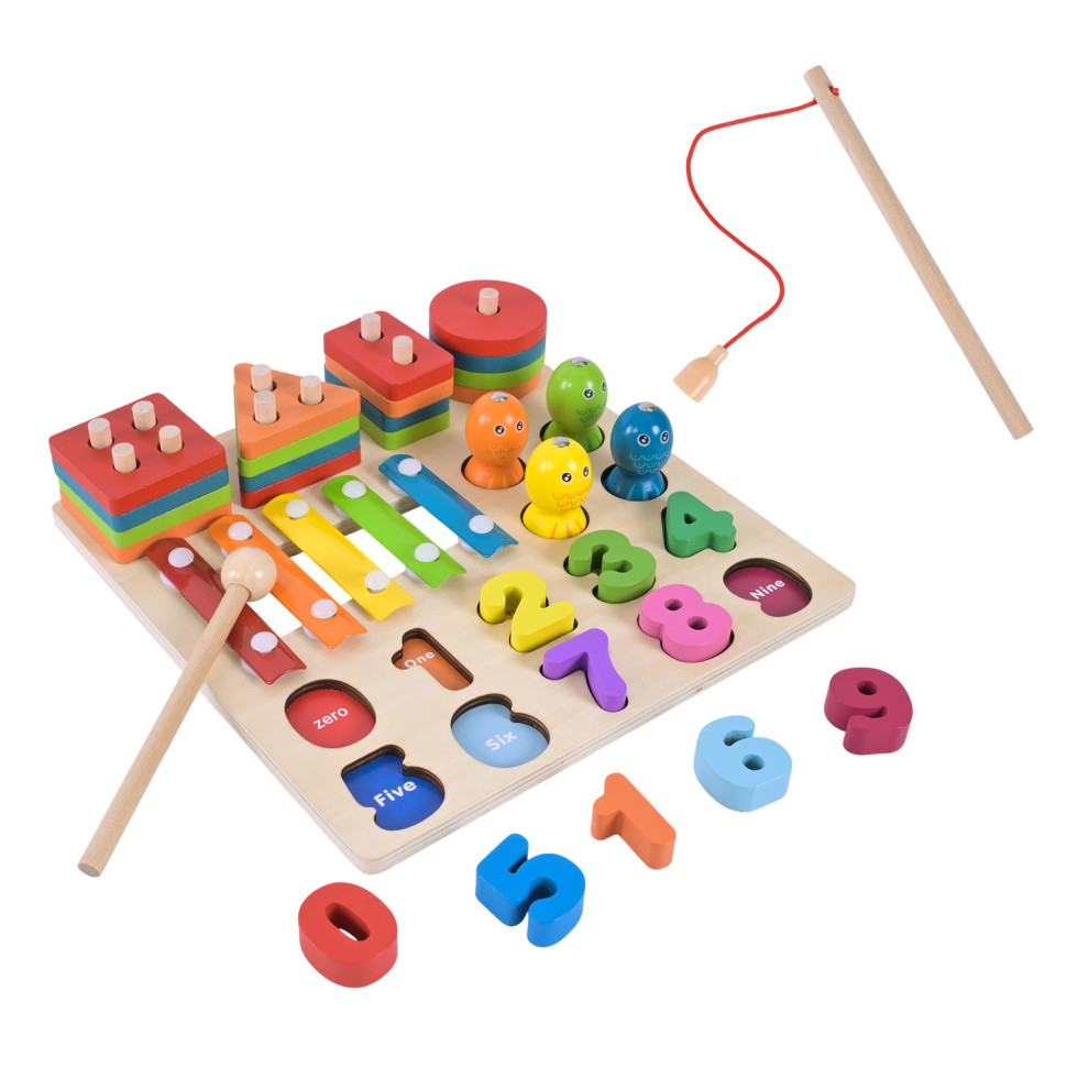 Children's wooden toy "4 in 1" C9404 fishing, xylophone Children's wooden toy "4 in 1" C9404 fishing, xylophone