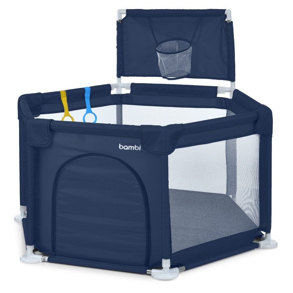 Baby cot-playpen MR 1340-BL, width with legs 132 cm