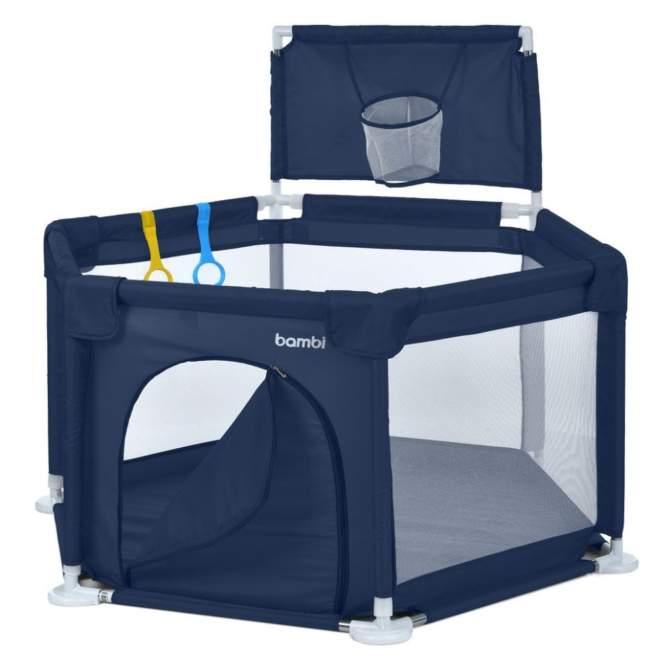 Baby cot-playpen MR 1340-BL, width with legs 132 cm
