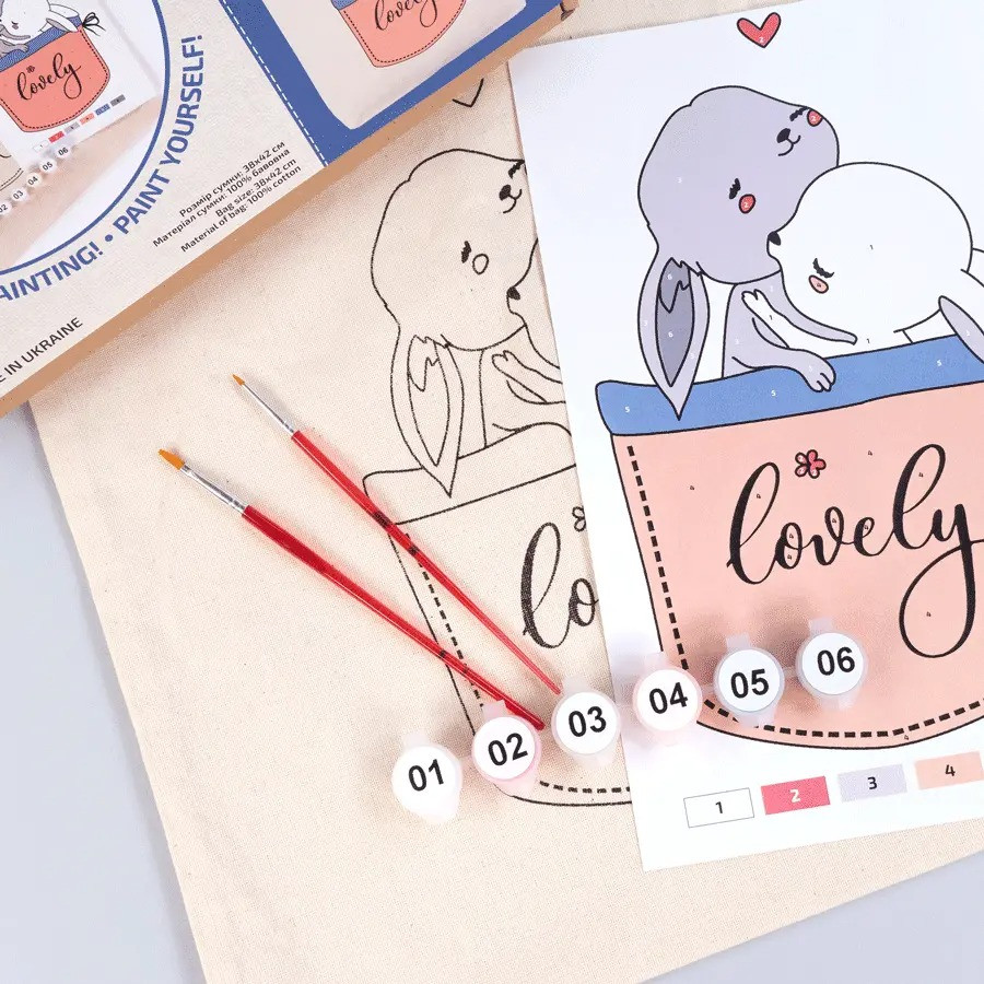 Eco-friendly bag coloring kit "Cute Bunnies" N0003623
