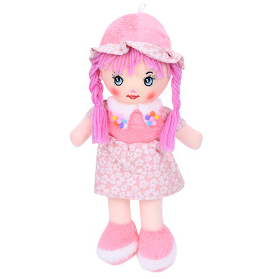 Children's play doll FG240408152A-1(Light-Pink) 38 cm, softly padded, buttonhole