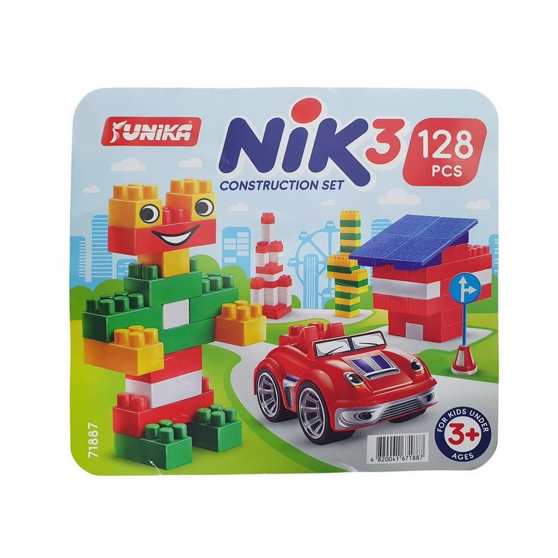 Children's construction set with large parts "NIK-3" 71887, 128 parts