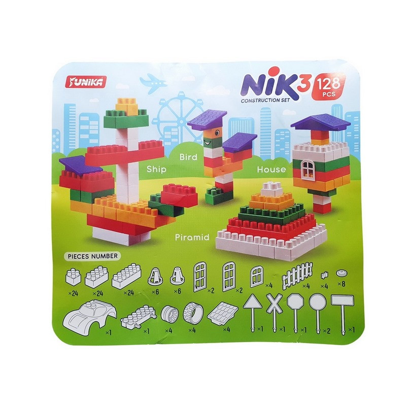 Children's construction set with large parts "NIK-3" 71887, 128 parts