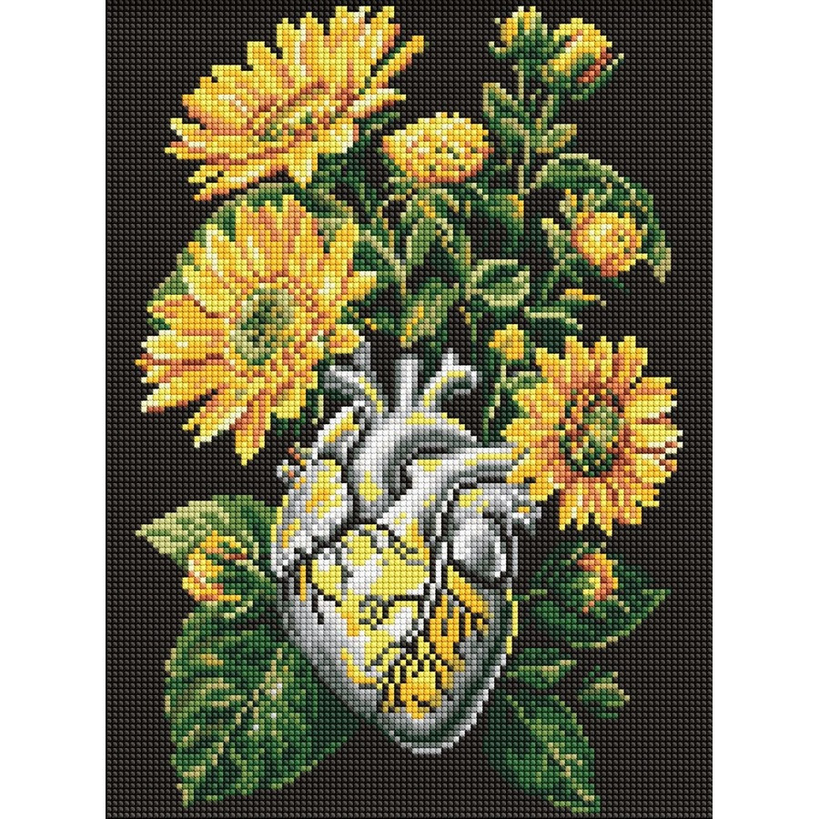Diamond mosaic "Sunflowers and Heart" ©art_selena_ua AMO20178, 30x40 cm