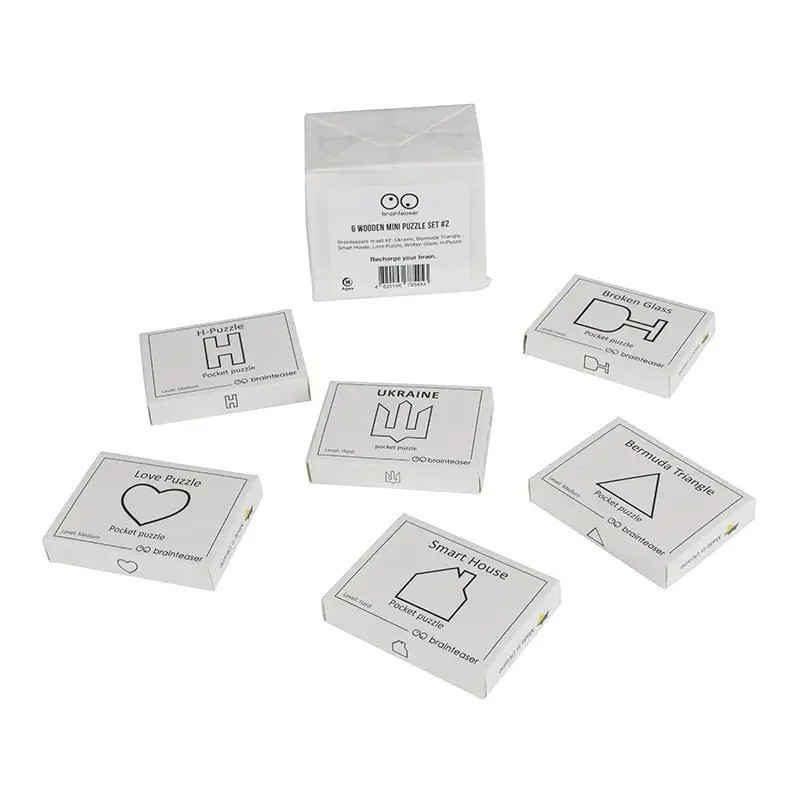Wooden mini puzzle set "Wooden mini puzzle set #2" set2en 6 pieces