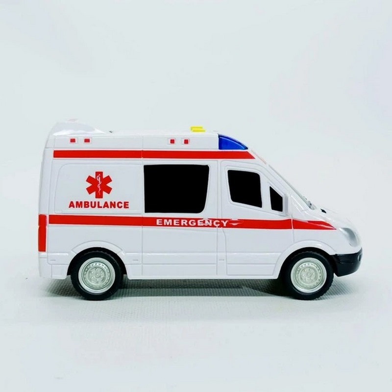 Дитяча автомодель "Швидка допомога" 7994, 17х7 см, звукові та світлові ефекти Дитяча автомодель "Швидка допомога" 7994, 17х7 см, звукові та світлові ефекти