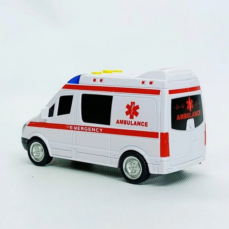Дитяча автомодель "Швидка допомога" 7994, 17х7 см, звукові та світлові ефекти Дитяча автомодель "Швидка допомога" 7994, 17х7 см, звукові та світлові ефекти