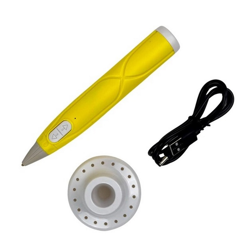 Creative set 3D pen AK 0011(Yellow) 17 cm, 9 stencils